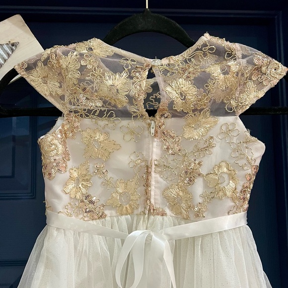 Rare Editions White and Gold Embellished Formal Dress - Picture 4 of 5